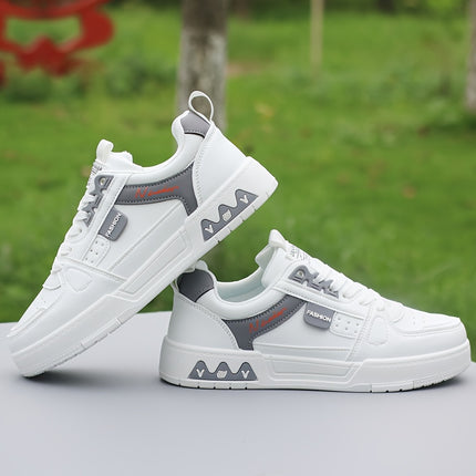 Men's Versatile White Sneakers with Blue Accents - Breathable