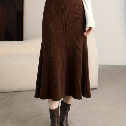 A Half-Length Skirt, Wool Skirt, Golden Ingot Stitch, Top, Stylish And Minimalist, Pleated Skirt, Wool Sweater