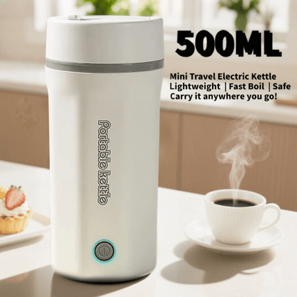 Travel Electric Kettle Portable Mini Kettle, 500ML Small Hot Water Boiler, 304 Stainless Steel,