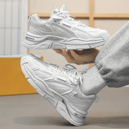 Men's Mesh Breathable Chunky Shoes, Comfy Non Slip Lace Up Casual Sneakers For Men's