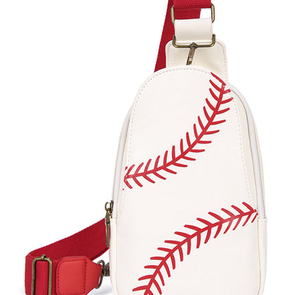 Racing Red Balls Pattern PU Leather Zipped Sling Bag