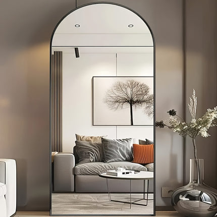 Full Length Mirror, Arched Floor Standing Mirror with Stand for Bedroom and Living Room