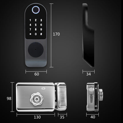 Old-fashioned Iron Door Outer Installation Fingerprint Lock