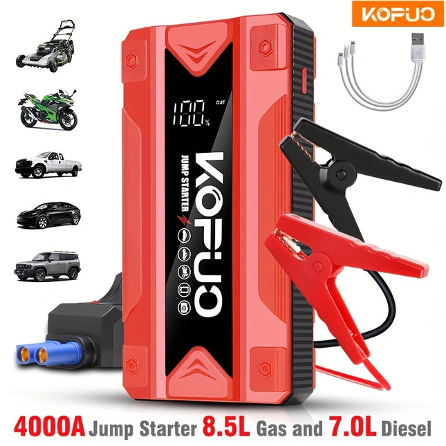 Portable Car Battery Jump Starter -Professional Auto Mechanic Tool (up to 8.5L Gas/7L Diesel) 12V