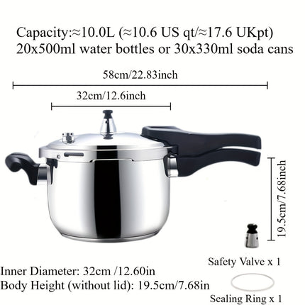 32cm Multi Function Quick Pressure Cooker Compatible with Gas and Induction Cookers