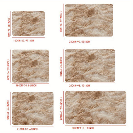 1pc Plush & Khaki Light Oversized Soft Thick Pile Rug Suitable for Bedside,, - Machine