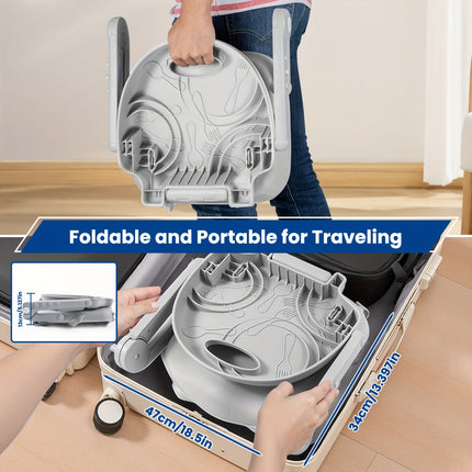Tray  Portable Travel Dining Chair for Kids, No Assembly Needed, Durable PP Material, Grey, Indoor & Outdoor Use,