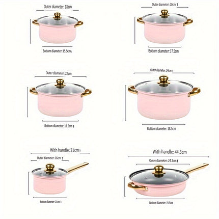 12-Pieces Stainless Steel Cookware Set - Induction Ready, Dual-Handled With Glass Lids