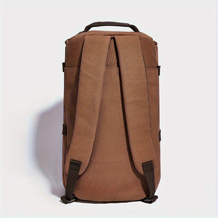 Fashion Canvas Korean-Style Backpack, Large Capacity Travel Bag, Street Outdoor Men's Casual Cylinder Bag,