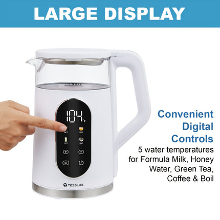 Kettle, 57.48oz/1500W Water Heater with Temperature Settings, Bpa-Free, 4 Predefined Heating Options,