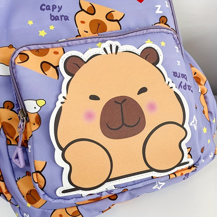 A Cute Capybara Patterned Backpack with Large Capacity, Stylish for School And Travel, a Perfect Double Shoulder Bag.