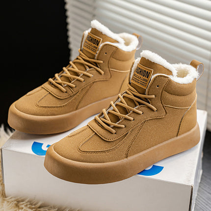 Men's Winter Warm Mid-Top Sneakers Slip-Resistant Traction Tread