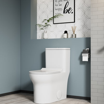 1.1/1.6 GPF Elongated Comfort Height Floor Mounted One-Piece Toilet, CUPC Certified, WaterSense Cetified, Ceramic, White Color, Soft Close Seat