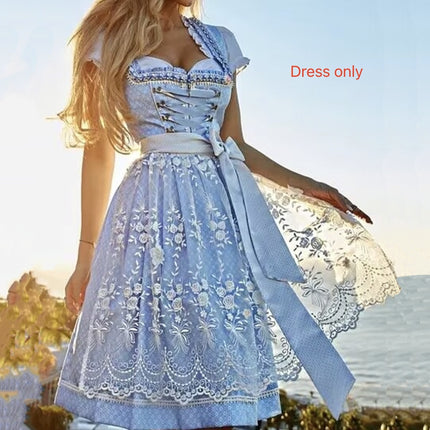 Halloween Munich Beer Long Short-sleeved Printed Lace-up Dress