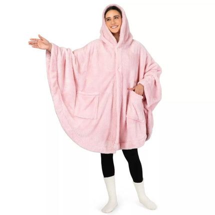 Hooded Cloak Thickened Solid Color Bathrobe