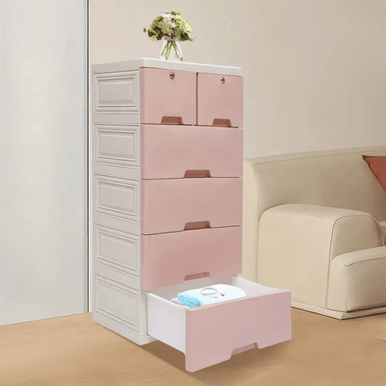 Extra Wide 50-Inch Thick Plastic Storage Cabinet with Drawers 4-Tier