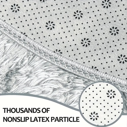 1pc, Tie-Dye Light Grey Long Plush Mat, Fabric Upgraded Fluffy Cozy Soft Premium Modern