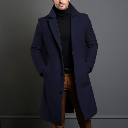 Woolen Men's Mid-length Trench Coat