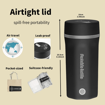 Travel Electric Kettle Portable Mini Kettle, 500ML Small Hot Water Boiler, 304 Stainless Steel,