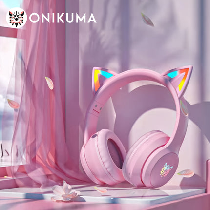 Gaming Headset with Cat Ears, Bluetooth, Noise Cancelling, High-Quality Sound, Cute Design