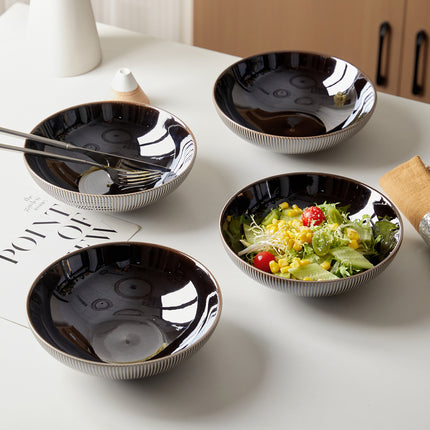4-Piece Set, Premium Ceramic Dishware, Salad Bowl, Fruit Bowl, Stackable Design, Lightweight Luxury,