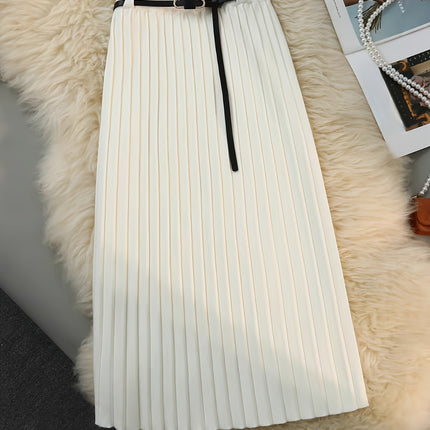Ladies' Autumn/Winter New Arrival, Elegant High-Waisted A-Line Pleated Skirt