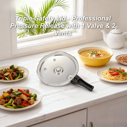 HCX Certified Stainless Steel Pressure Cooker - Multi-Safety, Fast Cooking