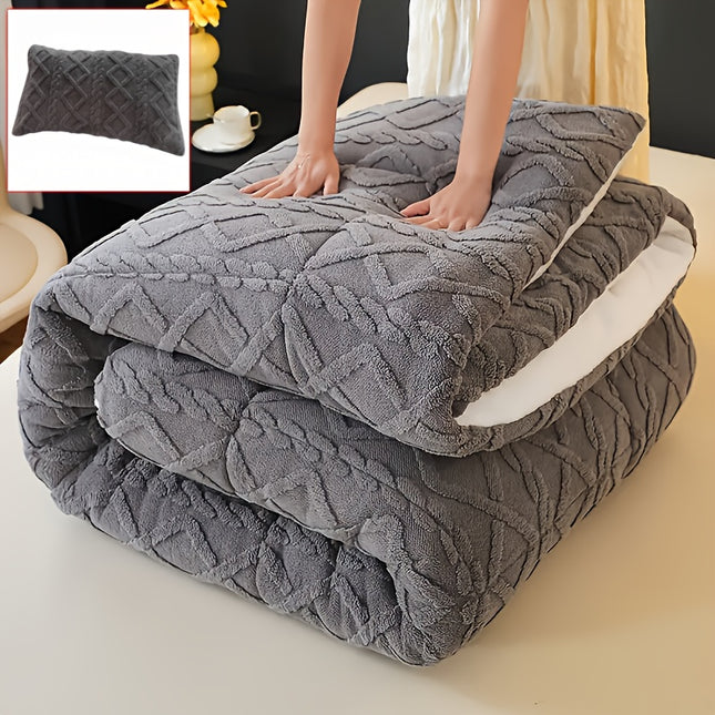 2/3pcs High-quality Plush Warm Taffeta Comforter and Pillowcases Soft Polyester Quilted Bedding,