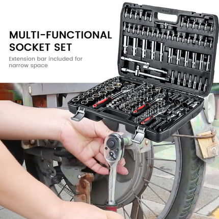 172pcs Socket Wrench Set Ratchet Wrench Toolbox Chrome Vanadium Steel Ratchet Wrench Tool Screwdriver Wrench Batch Nut Set