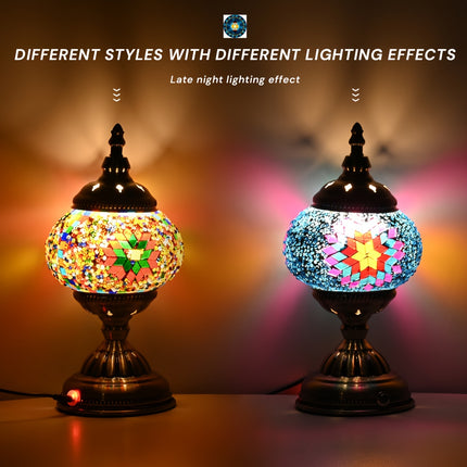 1pc Turkish-Moroccan Mosaic Usb-Powered Table Lamp - Bohemian Stained Glass Nightlight