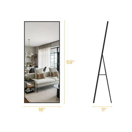 Full Length Mirror Black&Gold Horizontal and Vertical Floor Mirror Standing Hanging or Leaning Wall,