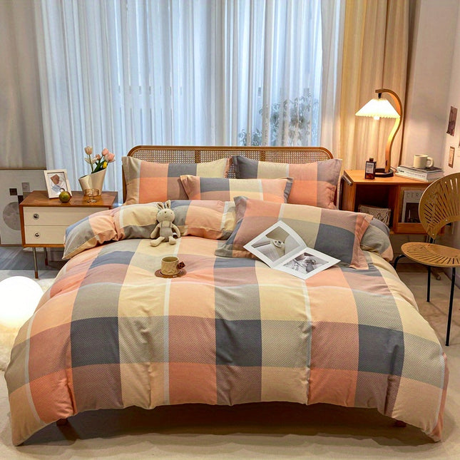 3pcs Geometric Pattern Quilted Bedding Set, Warm and Comfortable, All-Season Use