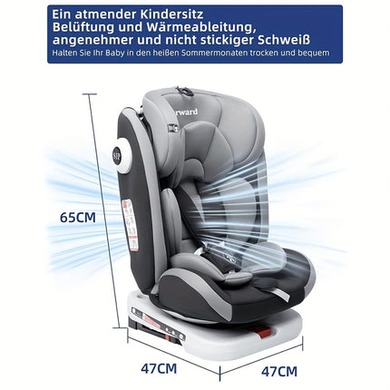 Farsaw 360° Rotating Car Seat Compatible for Group 0+/1/2/3 (9-36kg) - ISOFIX Installation
