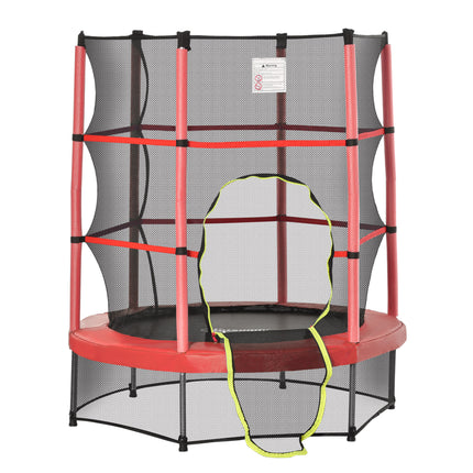 Φ5FT Kids Trampoline with Enclosure Net, Springless Design, Safety Pad and Steel Frame for Indoor Outdoor, Toddler Round Bouncer for Age 3 to 6 Years RED