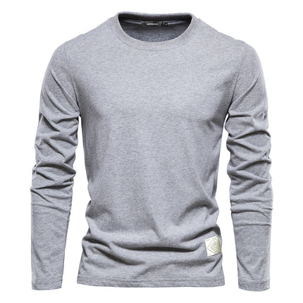 Men's Fashion Casual Exercise Outer Wear Round Neck Cotton Base Shirt