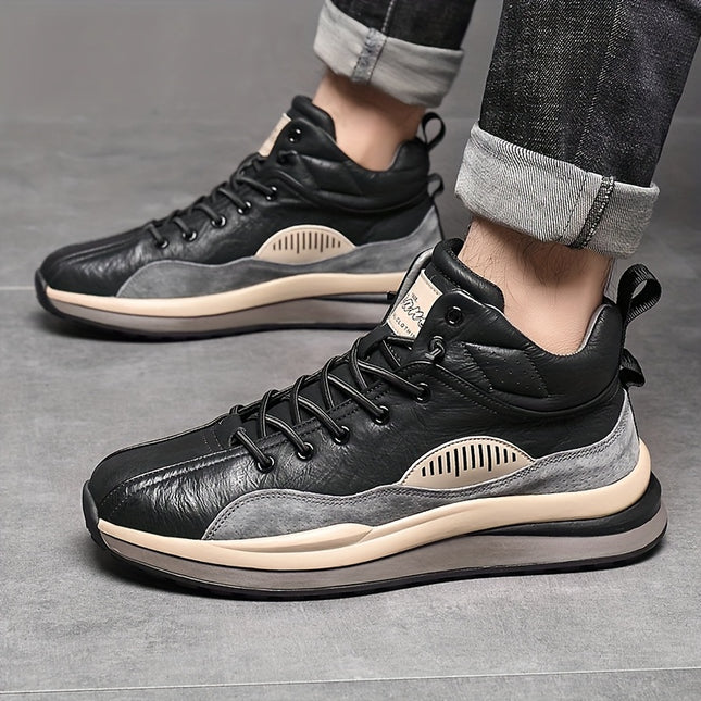 Men's All-Season Thick-Sole Sneakers - Lightweight Outdoor Sports Shoes with Soft Cushioned Rubber Sole