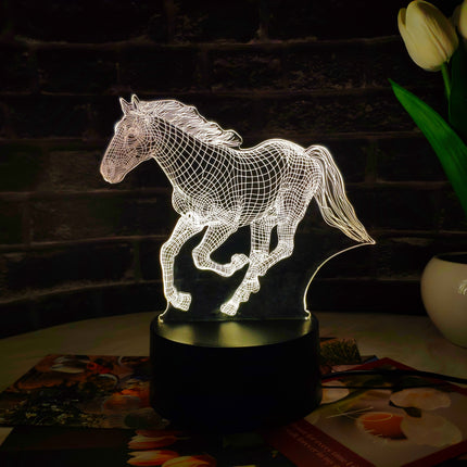 Elegant 3D Horse Lamp with USB Port - Realistic Running Horse Design, Acrylic & ABS Material