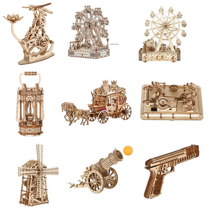 Wooden 3D Three-dimensional Puzzle Model DIY Building Assembly Toy