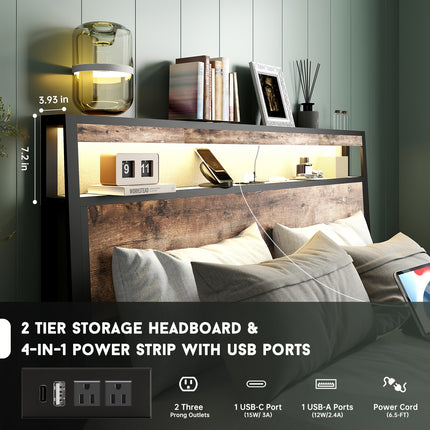 Bed Frame Available in Full, Queen, And King Sizes Featuring Four Storage Drawers