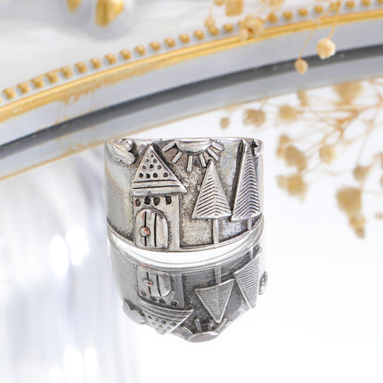 Ethnic-style Vintage Creative Wide-band Distressed Open Womens Ring