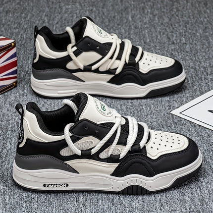 White & Green Casual Sneakers with Breathable Mesh, Durable PVC Sole,