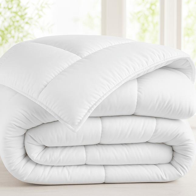 Couette 220 X 240 Cm White 380 G/M² Microfiber Soft - High Quality - (Double Bed)