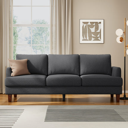 3-Seater Sofa  Modern Grey Memory Foam Sofa with Deep Seat and Armrests, Comfortable