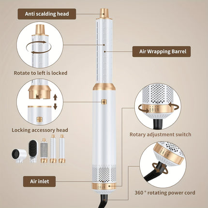 5in 1 Hot Air Brush Hair Styler Detachable Hair Hot Brush