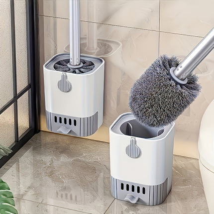 Wall-Mounted Toilet Brush Set with Long Handle - Flexible, No-Dead-Corner Design