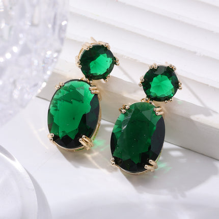 Ins Drop-shaped Rhinestones Earrings Creative Personality Alloy Oval Earrings