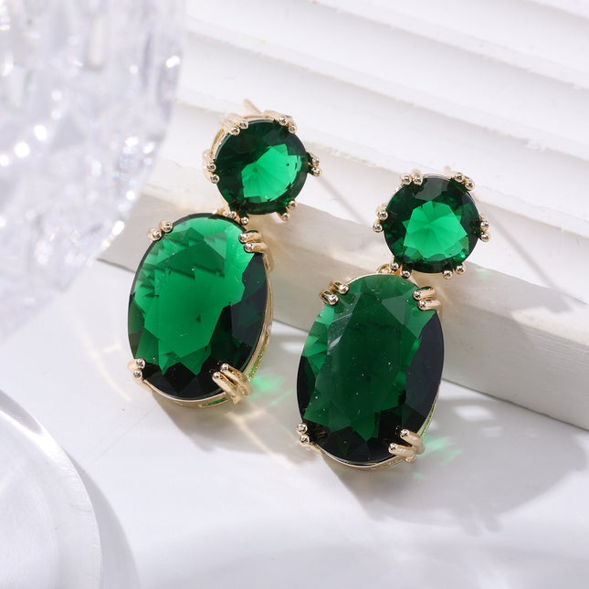 Ins Drop-shaped Rhinestones Earrings Creative Personality Alloy Oval Earrings