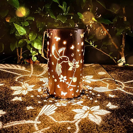 Solar Hanging Lamp Outdoor Courtyard Iron Hollow Lantern
