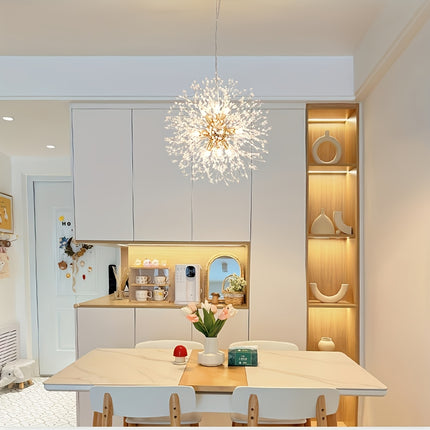 1 luxury Golden crystal chandelier, modern dandelion design, adjustable suspension cable
