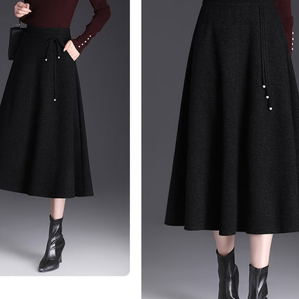 A Thick Midi Skirt for Autumn And Winter, Featuring a High Waist That Is Loose And Flattering